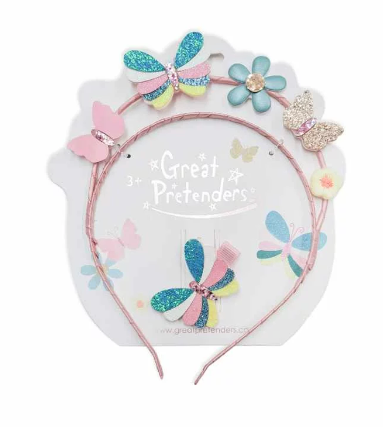 Butterflies for Days Headband & Clip - 2 pc.