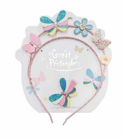 Butterflies for Days Headband & Clip - 2 pc.