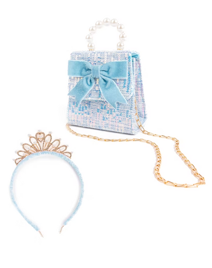 The Mademoiselle Mini Purse with Headband - Blue
