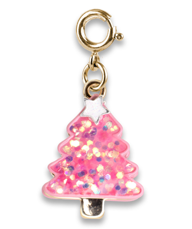 Gold Pink Christmas Tree Charm