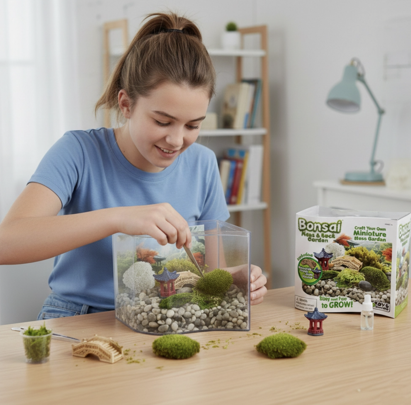 Bonsai Moss & Rock Garden Wave Terrarium