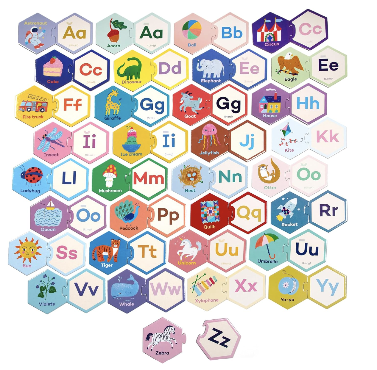 Alphabet Hexagon Puzzle Pairs