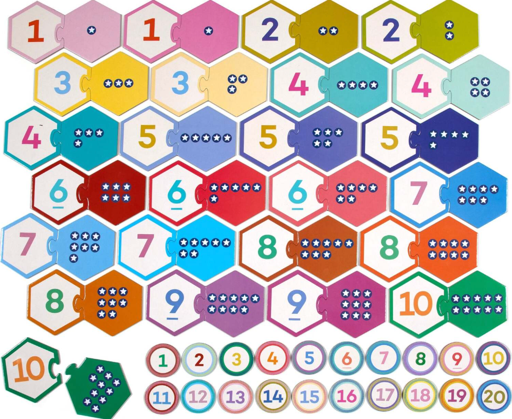 Numbers Hexagon Puzzle Pairs