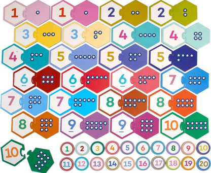 Numbers Hexagon Puzzle Pairs