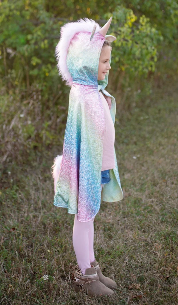 Rainbow Reversible Unicorn/Dragon Cape, Size 3-4