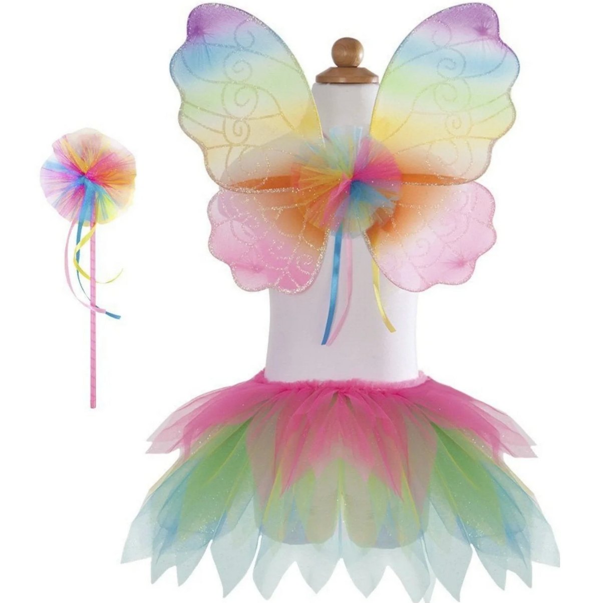 Neon Rainbow Tutu with Wings & Wand, Size 4-6