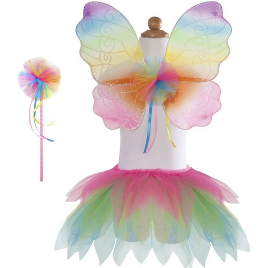 Neon Rainbow Tutu with Wings & Wand, Size 4-6
