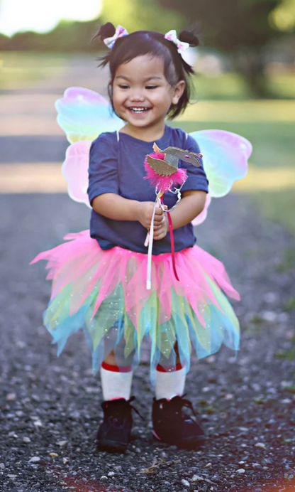 Neon Rainbow Tutu with Wings & Wand, Size 4-6