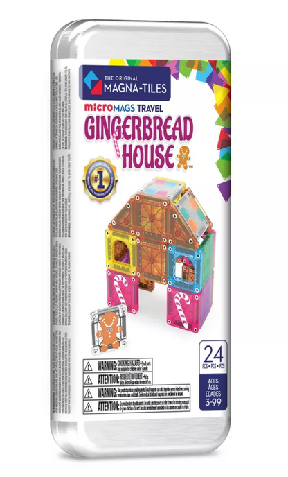 Magna-Tiles MicroMAGS Gingerbread House 24-Piece Travel Set