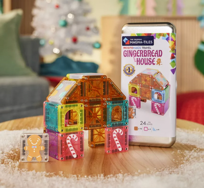 Magna-Tiles MicroMAGS Gingerbread House 24-Piece Travel Set