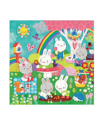 Garden Bunnies 25 Piece Floor Puzzle with Shaped Pieces