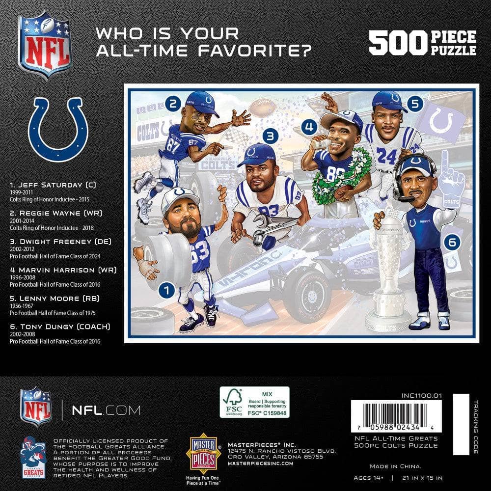 Indianapolis Colts - All Time Greats 500 Piece Jigsaw Puzzle