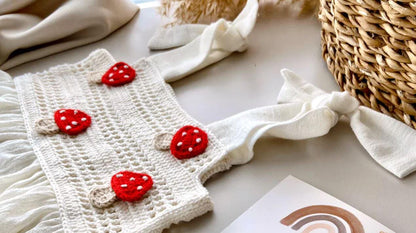 Linen and Crochet Handmade Baby Dress, Organic Island Dress, Summer Dress Baby